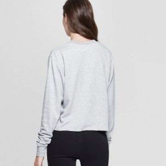 Mighty Fine Sequin Glasses Cropped Sweatshirt Sz L - Picture 3 of 3